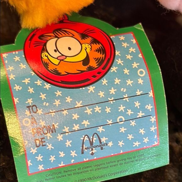 RARE Vintage Garfield Santa 1983 McDonalds Christmas Plush Stuffy 8”With Tags - Picture 7 of 9